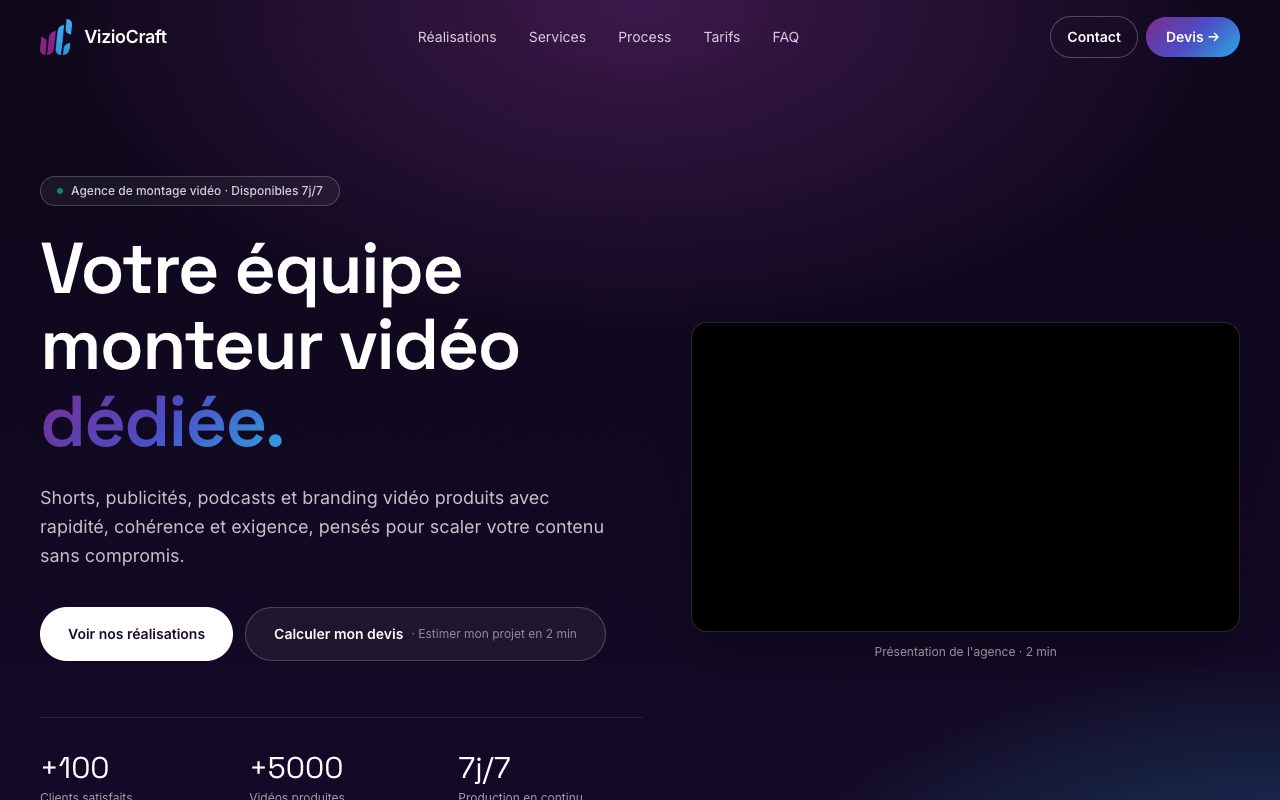 Aperçu du projet VizioCraft